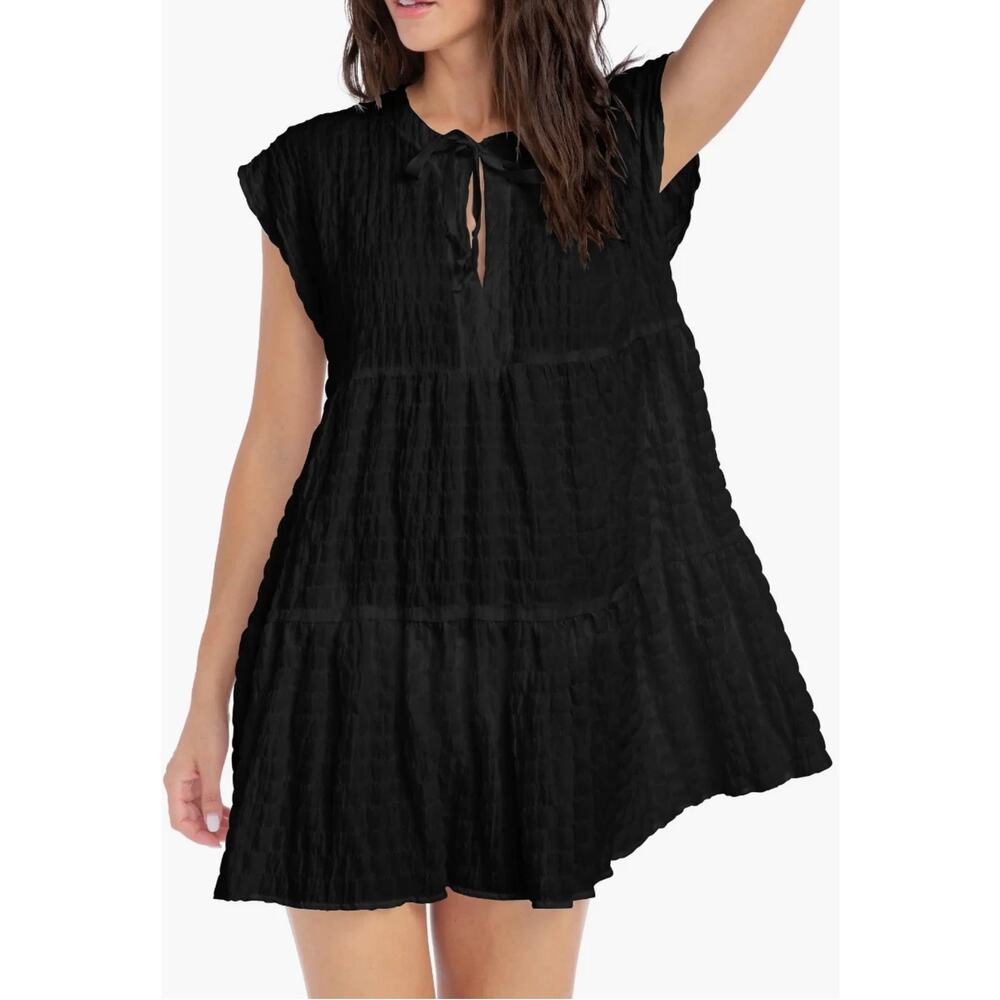 Robin Piccone Fiona Flouncy Black Cover-Up Dress - Size M